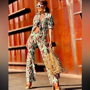 Zara 2 Piece Printed Top & Pants Co Ord Set